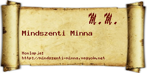 Mindszenti Minna névjegykártya